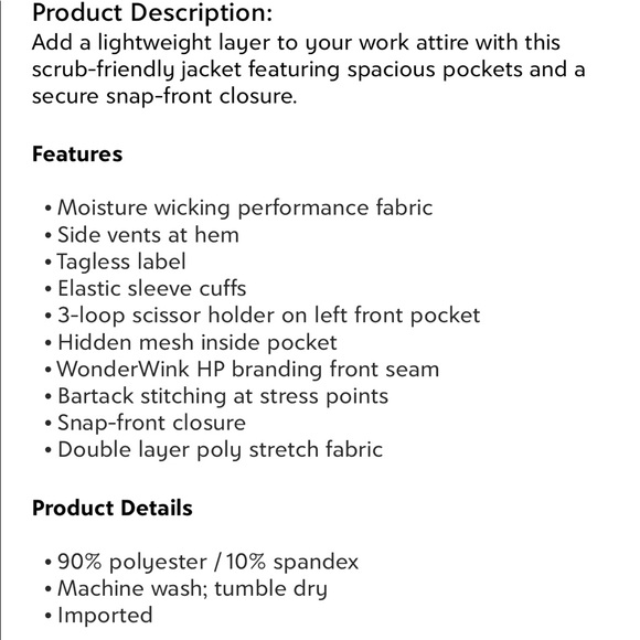 WonderWink Scrub Jacket NWT - Picture 2 of 2